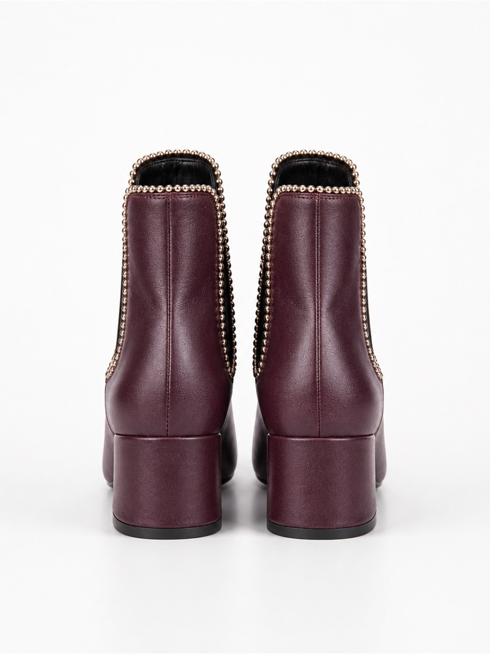 Coach Torri leather ankle leather boots burgundy with gold tone studs size 36,5 - Picture 5 of 9